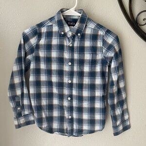 Blue & White Plaid‎ Long-Sleeve Button-Up Shirt By Place Size M 7/8 Boys